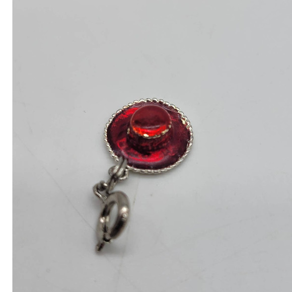 Sterling Silver Red Hat Bracelet Charm Some Flaws Please Read - Picture 5 of 6